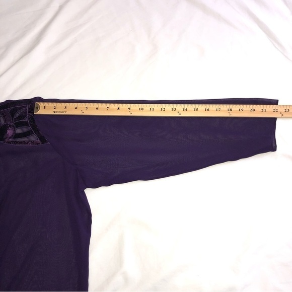 Sheer Purple Open Wrap Cover Purple Sequins Laser Cut Long Sleeve Top Jacket - Picture 8 of 10